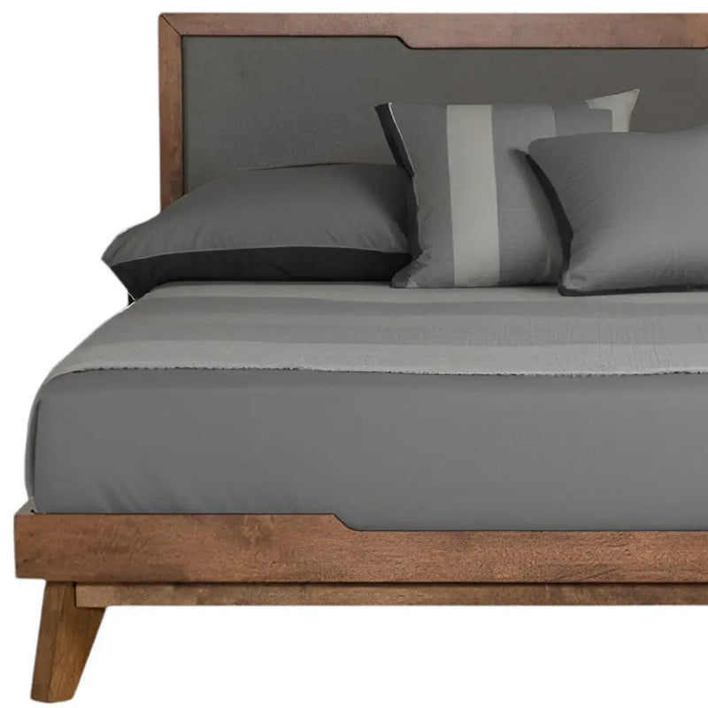 Gray and Brown Wood And Linen King Bed Frame Homeroots Bed & Bath