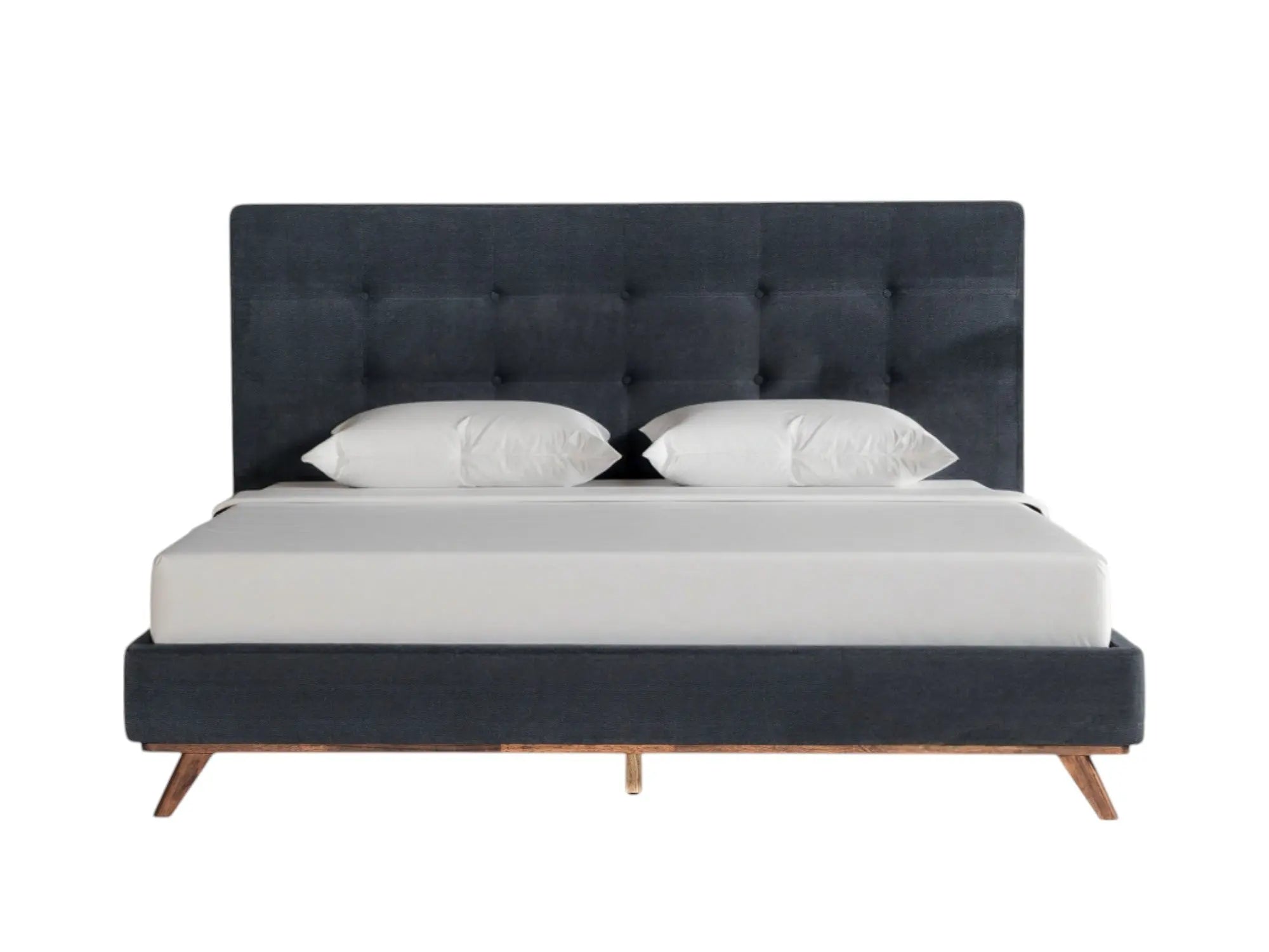 Gray and Brown Wood And Tufted Polyester King Bed Frame Homeroots Bed & Bath