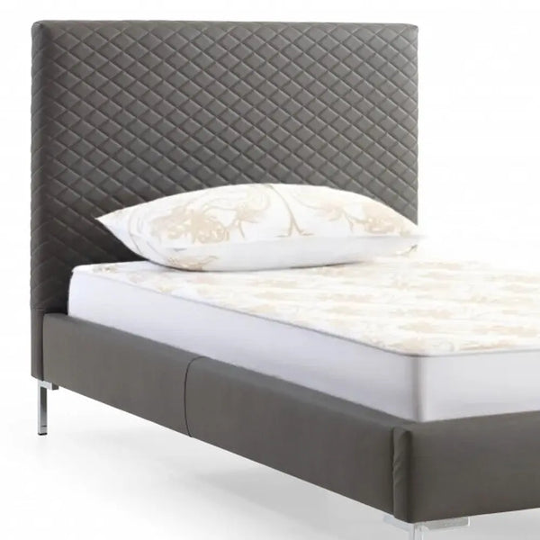 Gray and Dark Gray Wood And Faux Leather Twin Bed Frame Homeroots Bed & Bath