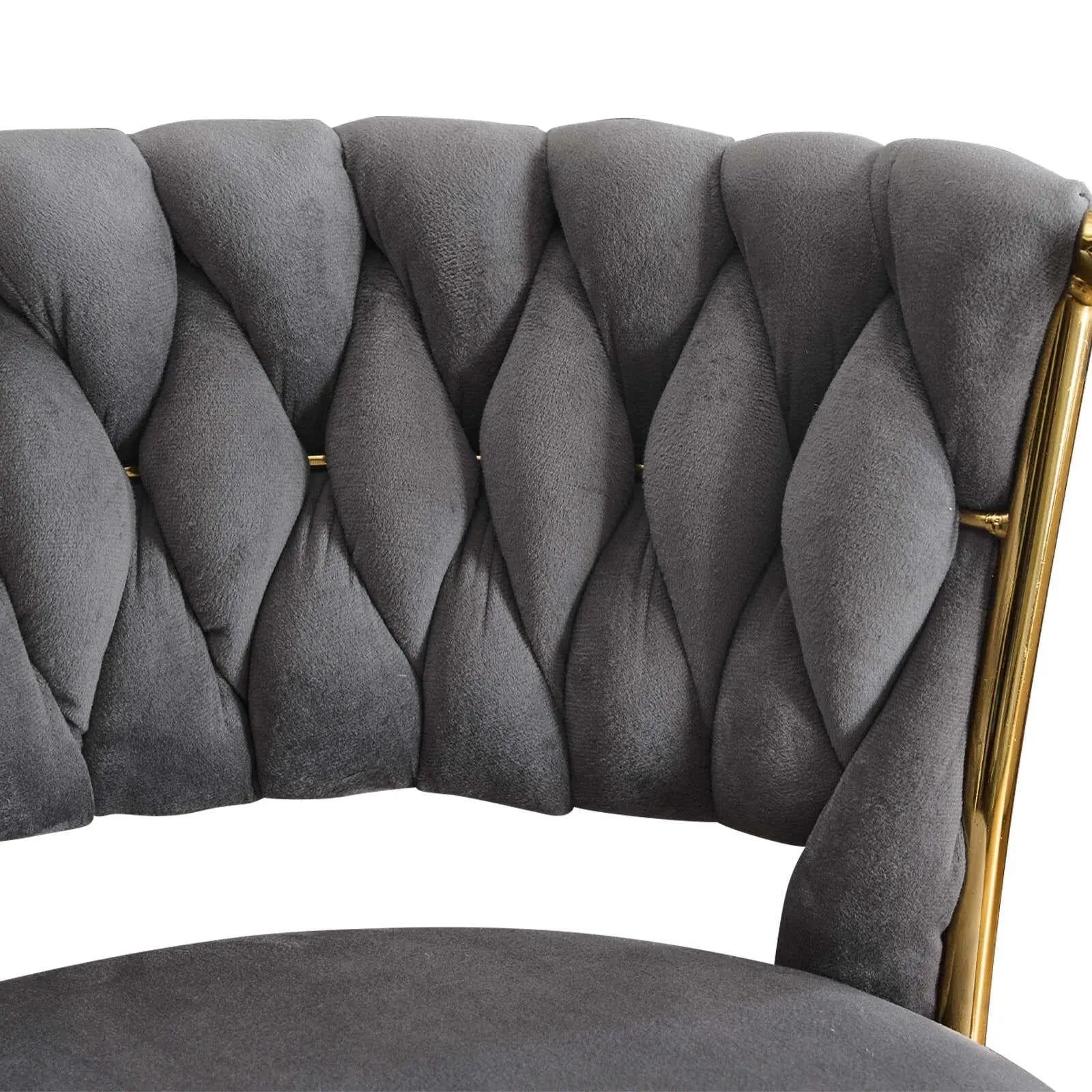 Gray and Gold Velvet and Metal Low Back Adjustable Height Swivel Bar Chair Homeroots Living Room