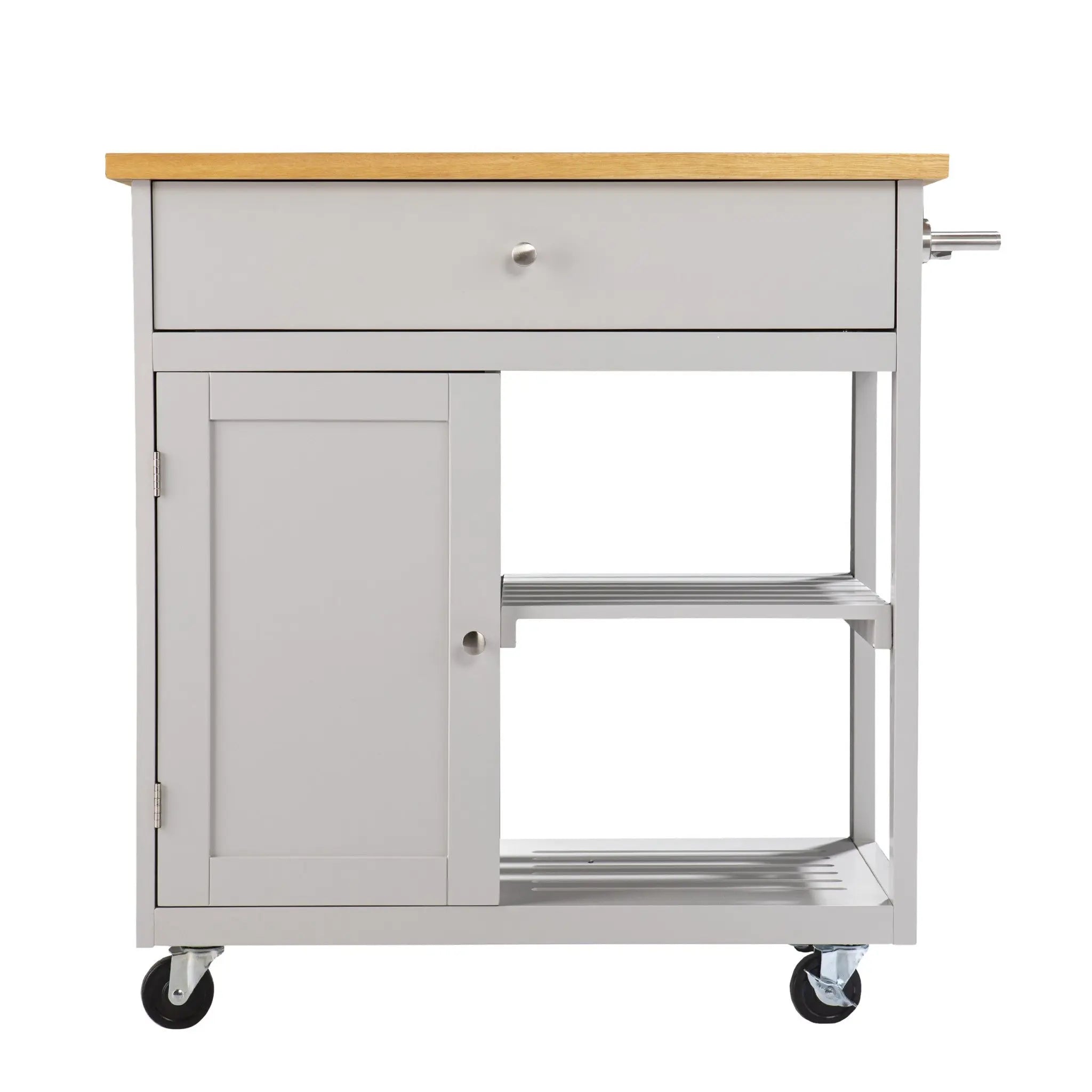 Gray and Natural 35" Rolling Kitchen Island With Storage Homeroots Kitchen & Dining