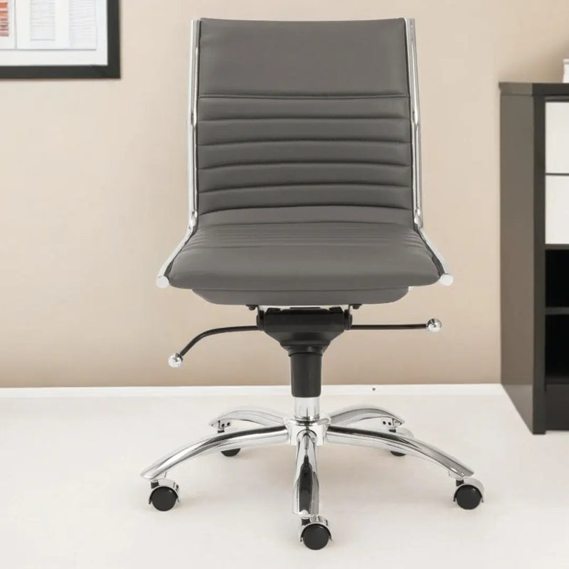 Gray and Silver Adjustable Swivel Faux Leather Rolling Conference Office Chair - GreatEagleInc