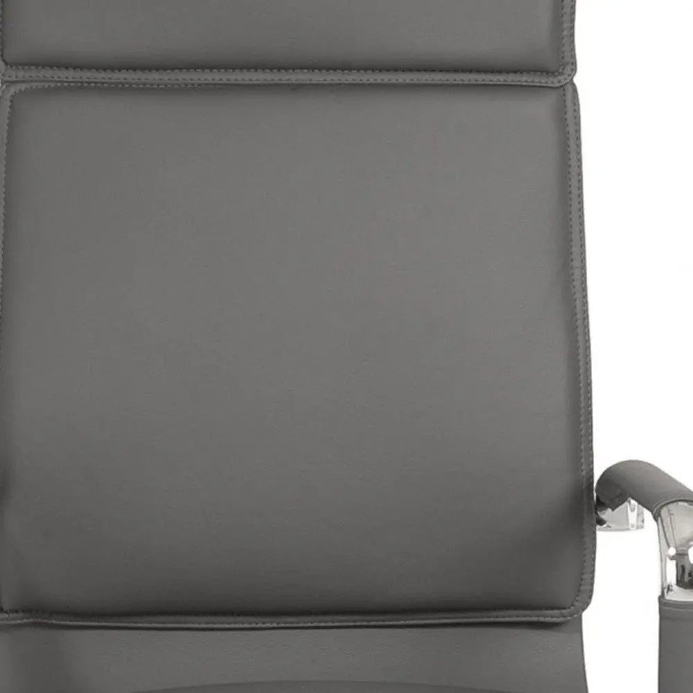 Gray and Silver Adjustable Swivel Faux Leather Rolling Executive Office Chair Homeroots Office