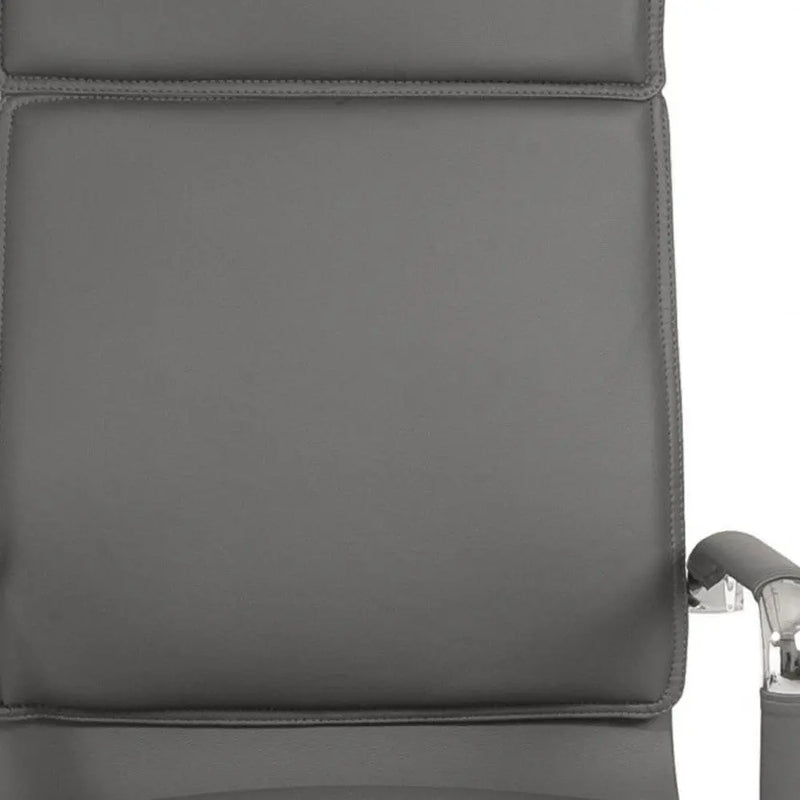 Gray and Silver Adjustable Swivel Faux Leather Rolling Executive Office Chair Homeroots Office