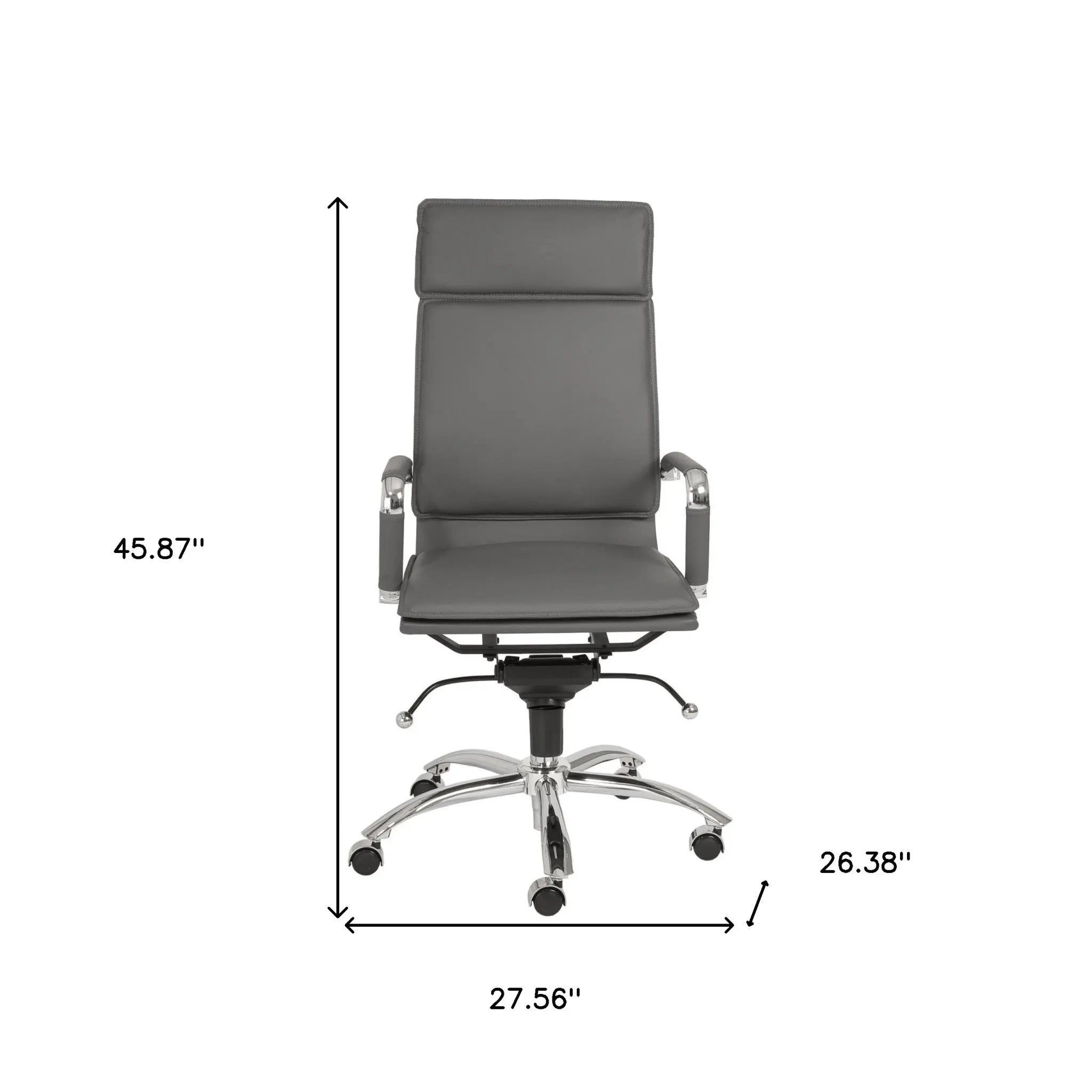 Gray and Silver Adjustable Swivel Faux Leather Rolling Executive Office Chair Homeroots Office
