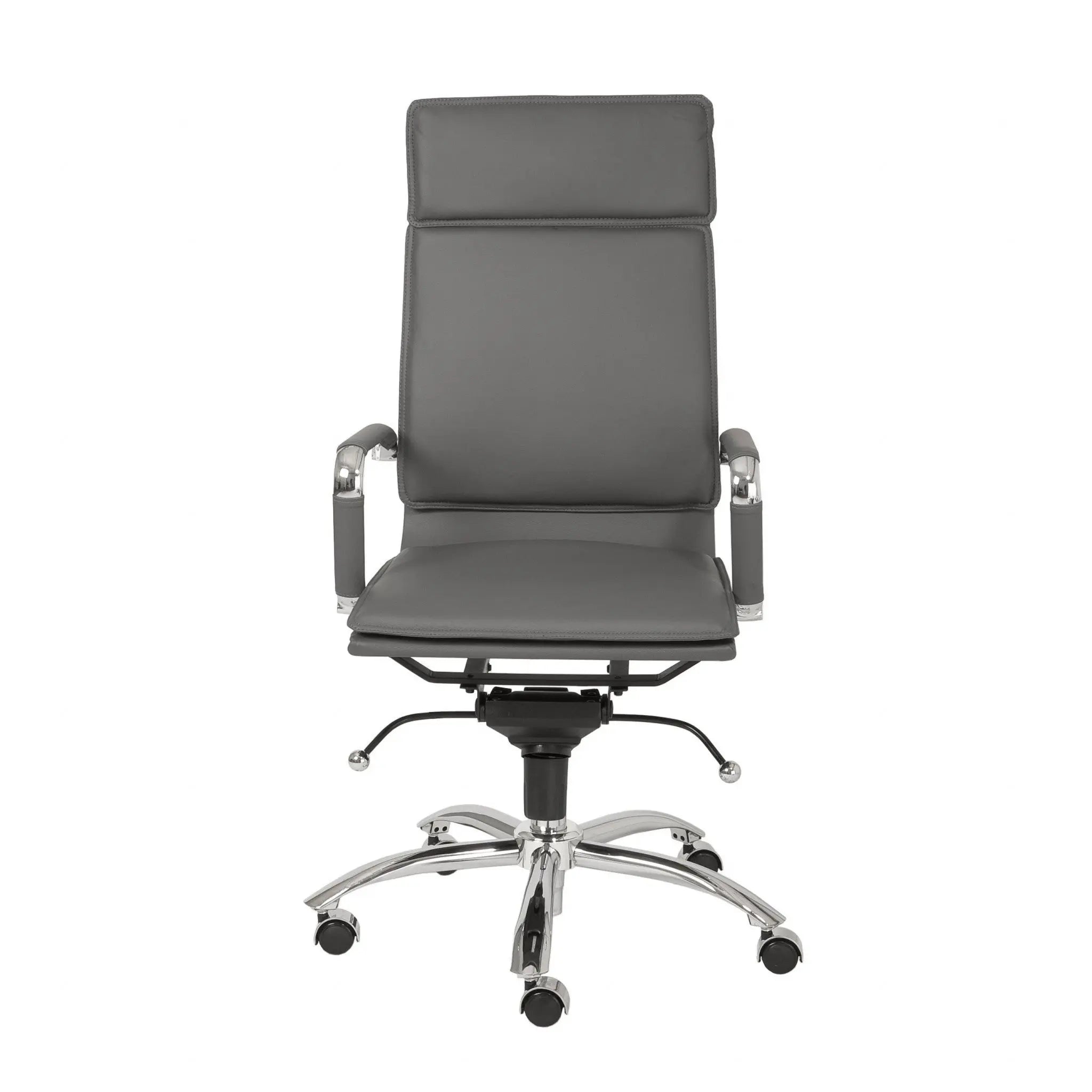 Gray and Silver Adjustable Swivel Faux Leather Rolling Executive Office Chair Homeroots Office