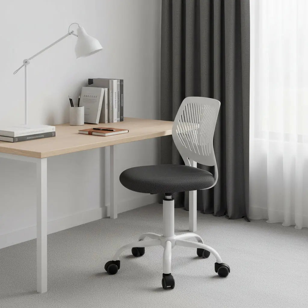 Gray and White Adjustable Height Swivel Rolling Office Chair Homeroots Office