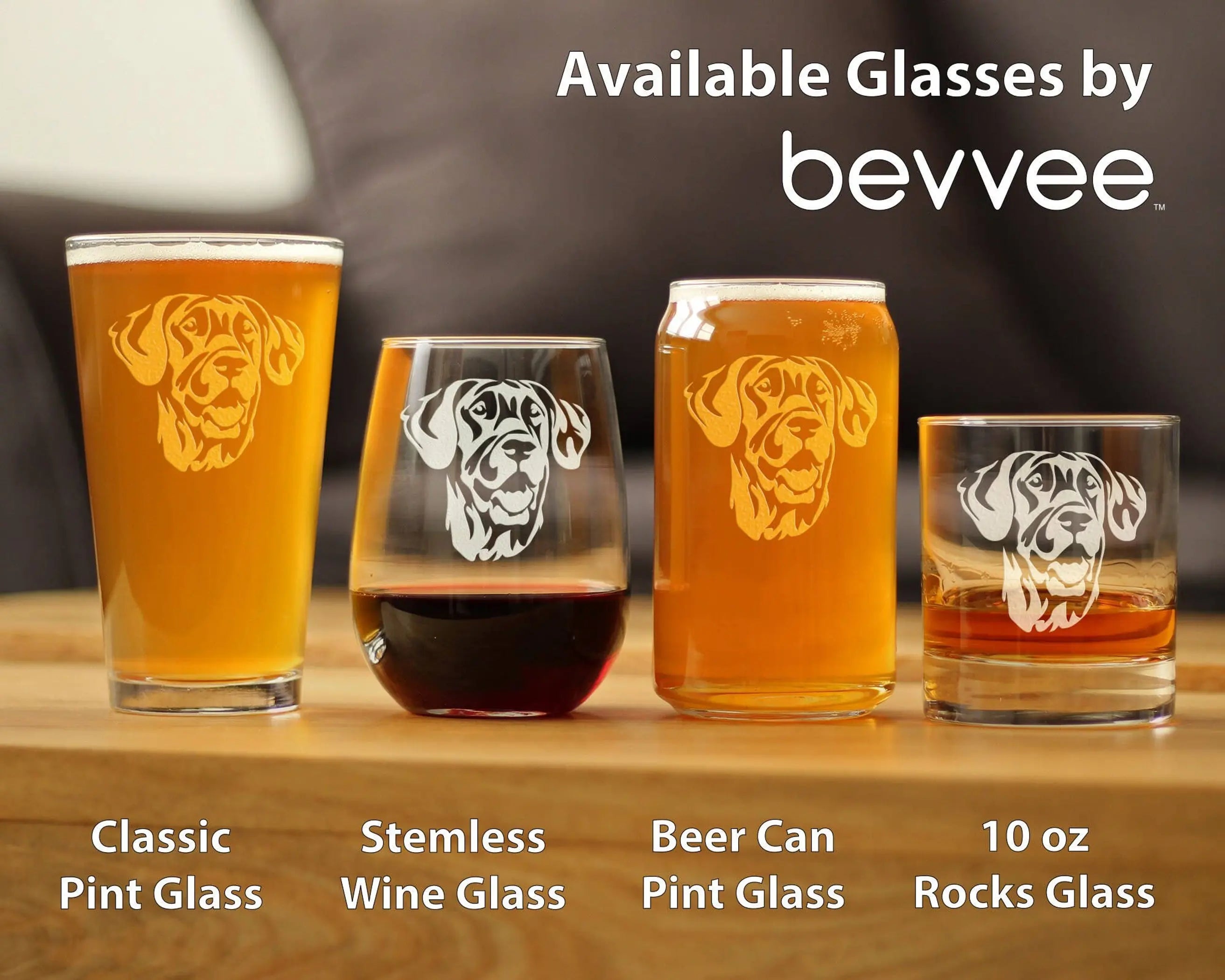 Great Dane Face Beer Can Pint Glass - Great Dane Gifts Bevvee