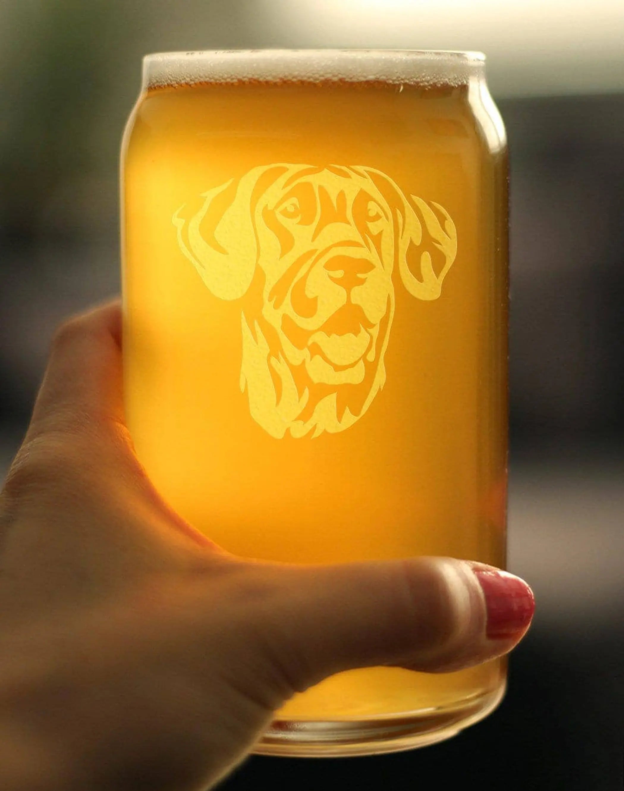Great Dane Face Beer Can Pint Glass - Great Dane Gifts Bevvee