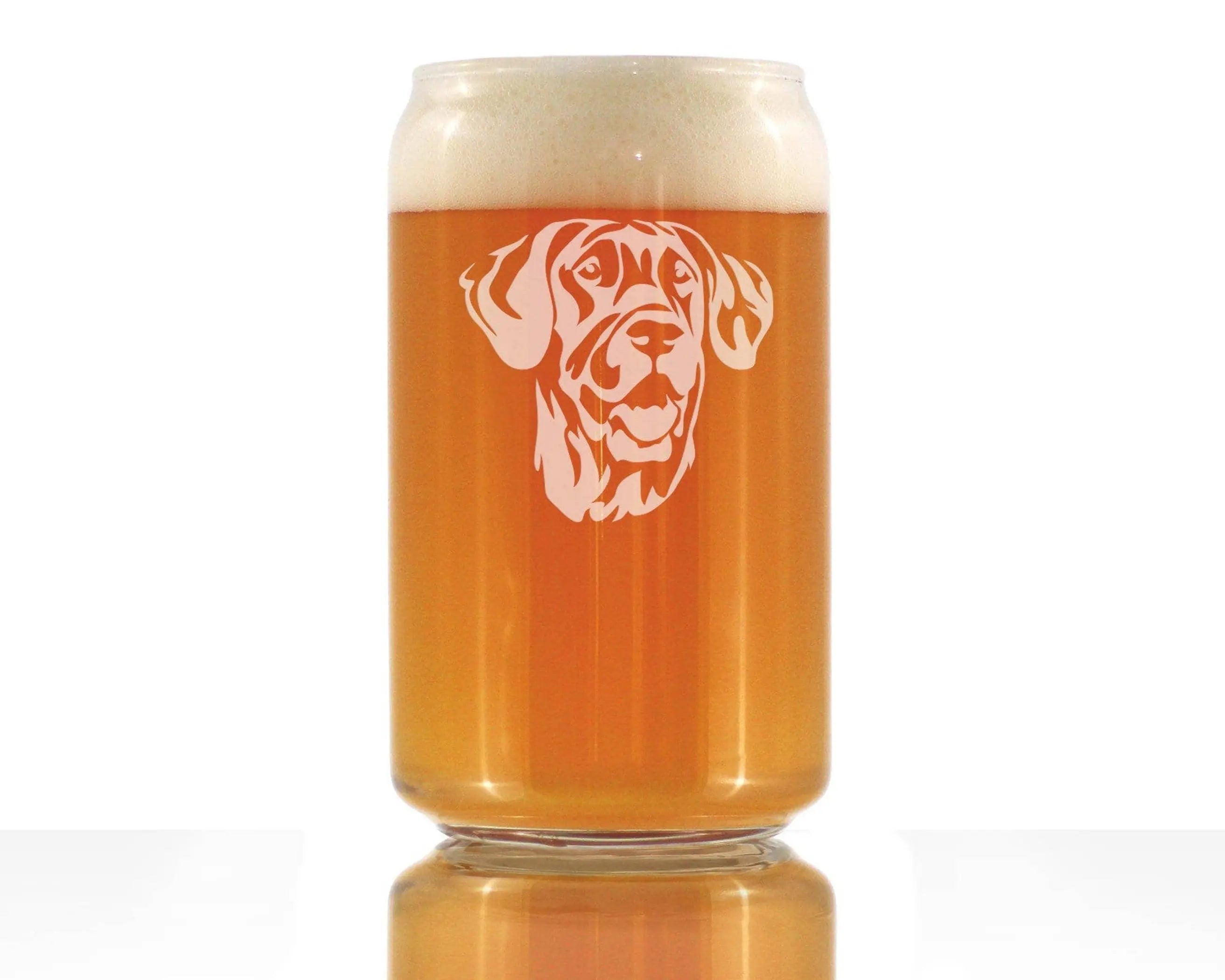 Great Dane Face Beer Can Pint Glass - Great Dane Gifts Bevvee