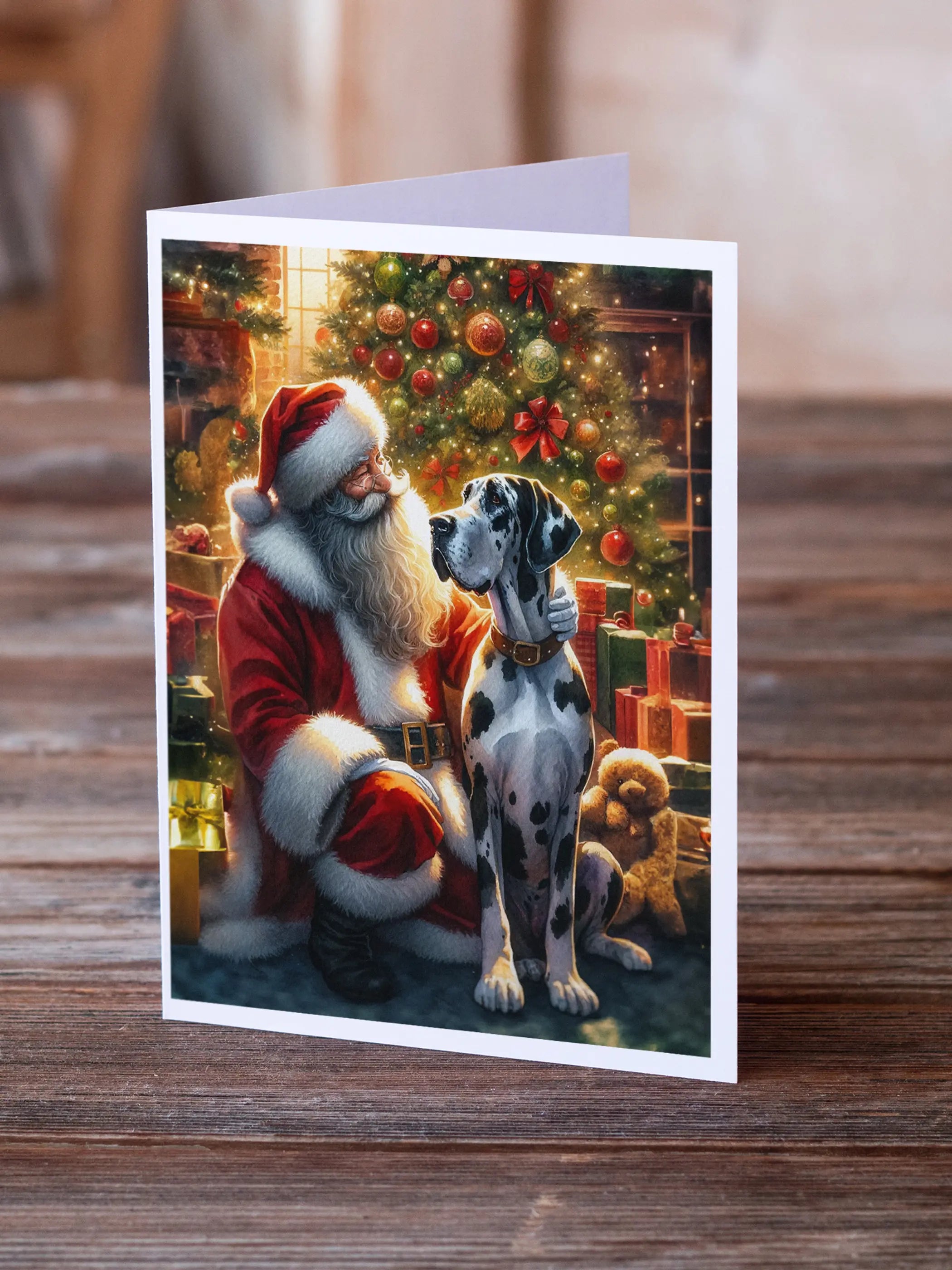 Great Dane and Santa Claus Greeting Cards Pack of 8 Caroline's Treasures