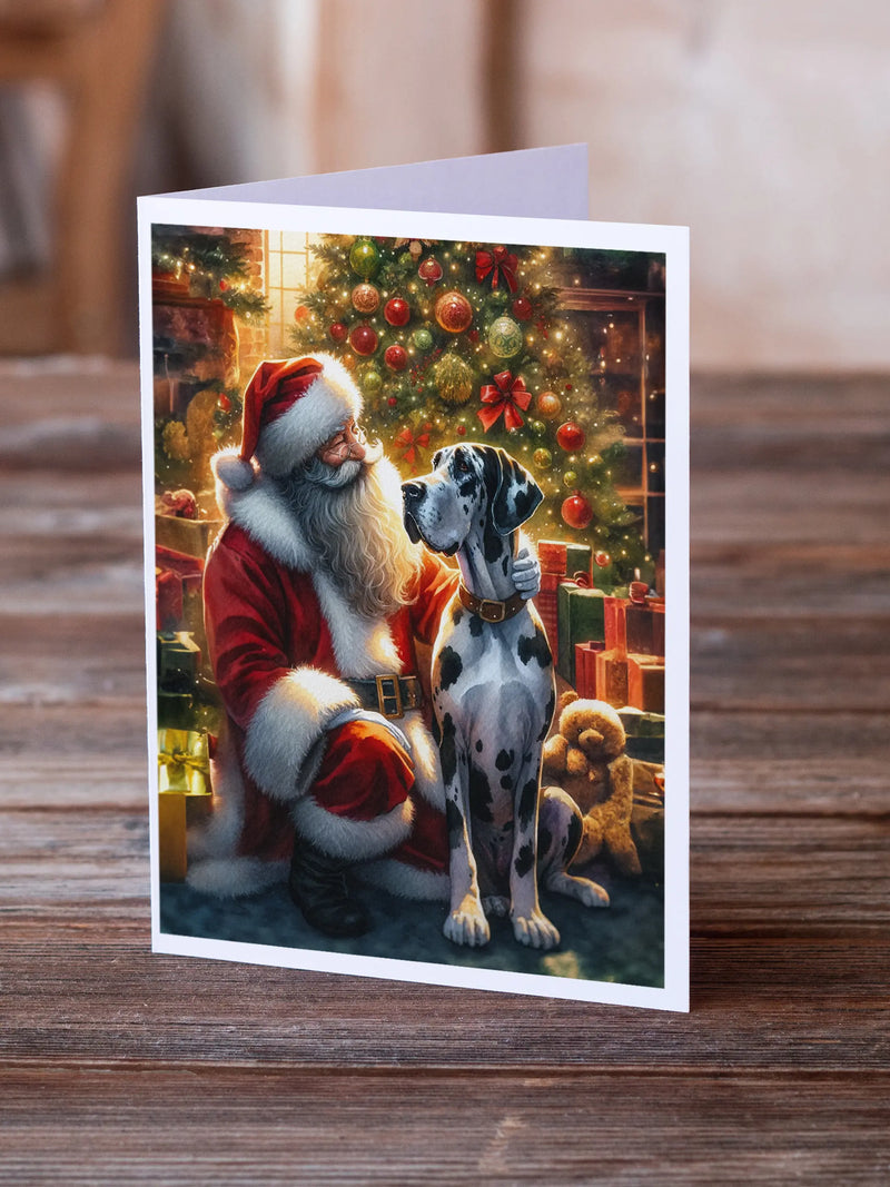 Great Dane and Santa Claus Greeting Cards Pack of 8 Caroline's Treasures