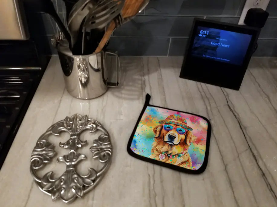 Great Pyrenees Hippie Dawg Pair of Pot Holders Caroline's Treasures