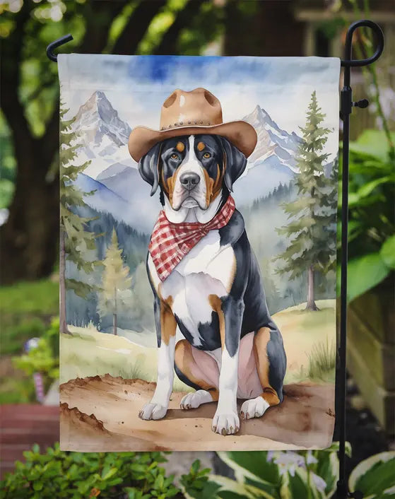 Greater Swiss Mountain Dog Cowboy Welcome Garden Flag Caroline's Treasures