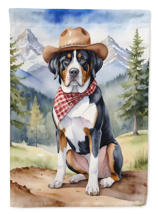 Greater Swiss Mountain Dog Cowboy Welcome Garden Flag Caroline's Treasures
