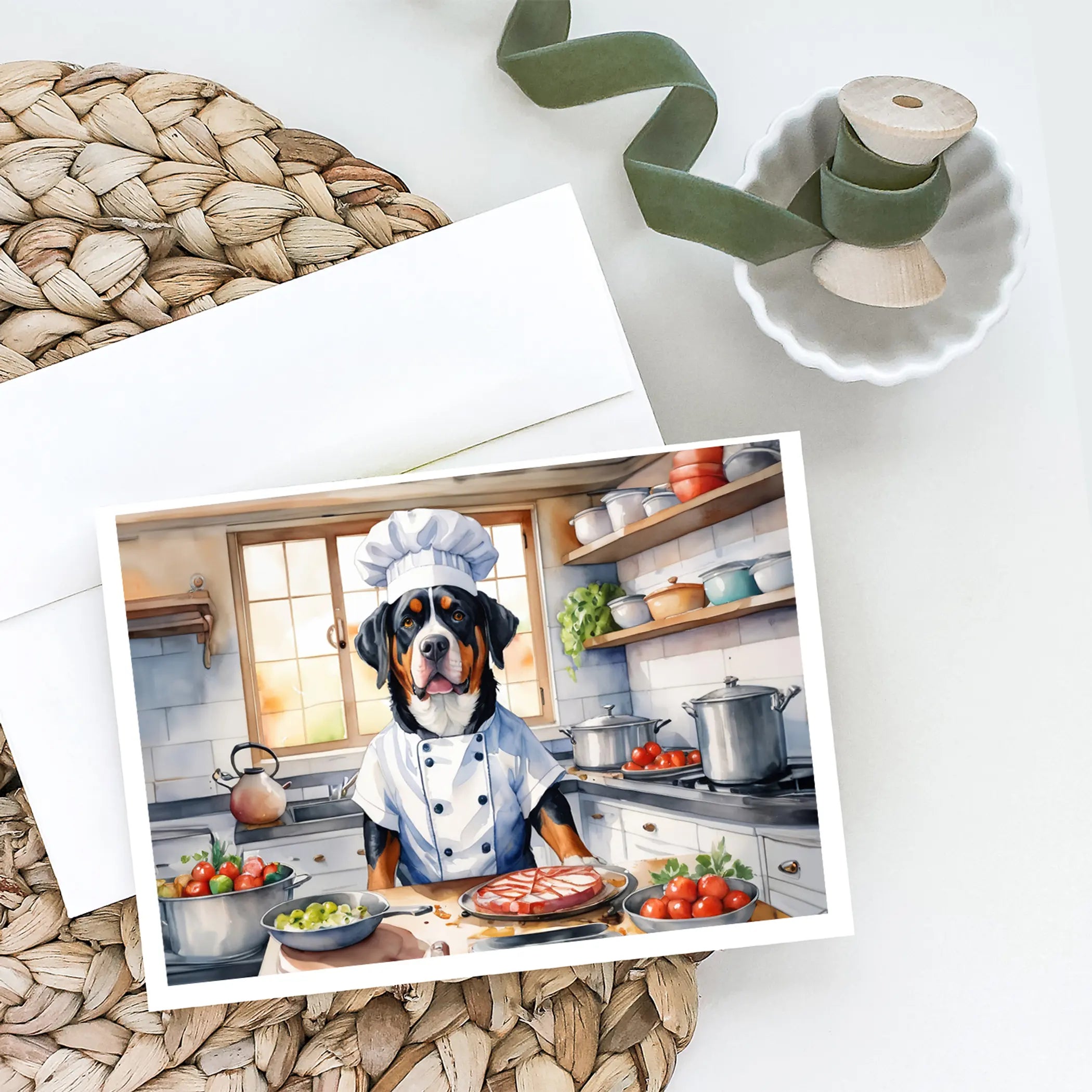 Greater Swiss Mountain Dog The Chef Greeting Cards Pack of 8 Caroline's Treasures