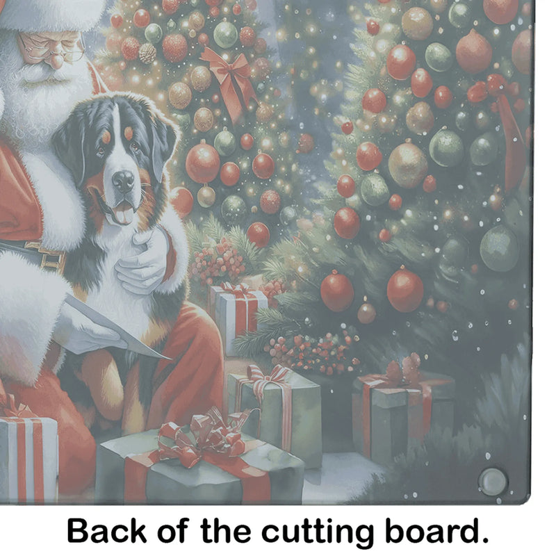 Greater Swiss Mountain Dog and Santa Claus Glass Cutting Board Caroline's Treasures