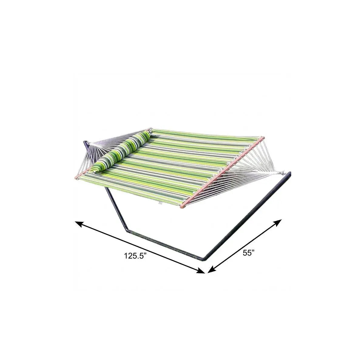 Green And Yellow Striped Double Hammock Homeroots Outdoor