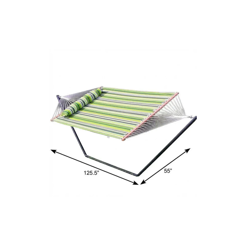 Green And Yellow Striped Double Hammock Homeroots Outdoor