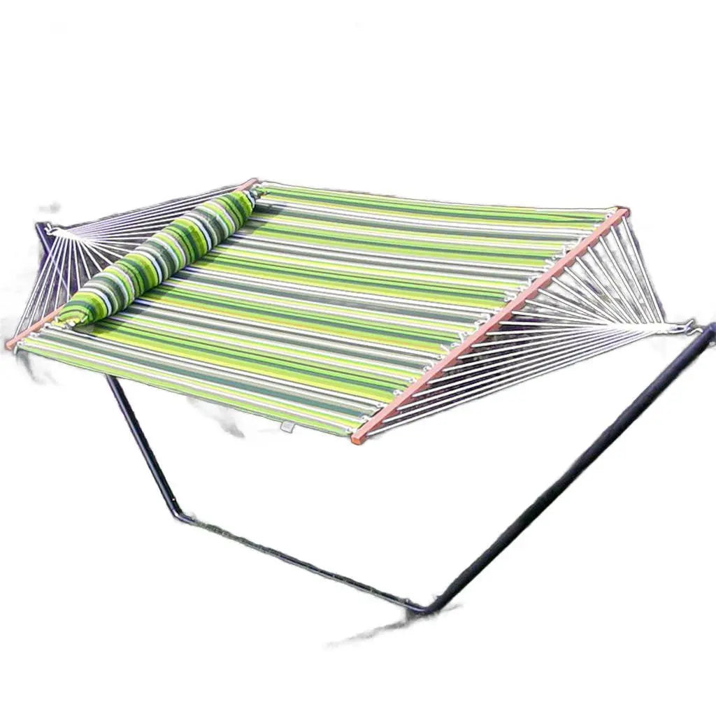 Green And Yellow Striped Double Hammock Homeroots Outdoor