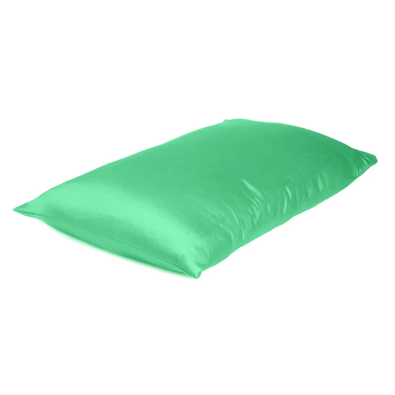 Green Dreamy Set Of 2 Silky Satin Standard Pillowcases Homeroots Bed & Bath