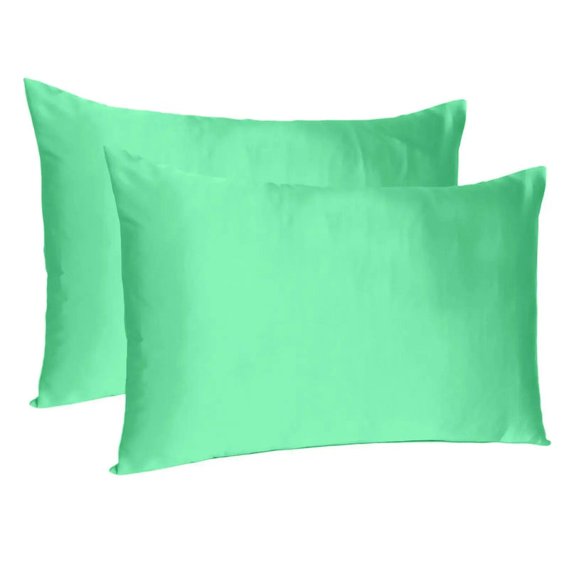 Green Dreamy Set Of 2 Silky Satin Standard Pillowcases Homeroots Bed & Bath