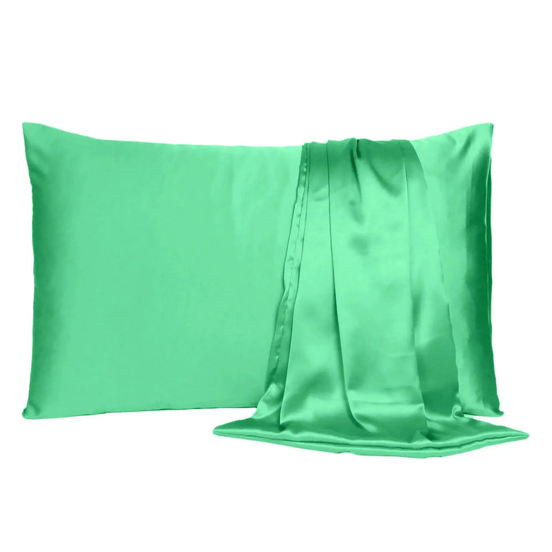 Green Dreamy Set Of 2 Silky Satin Standard Pillowcases Homeroots Bed & Bath