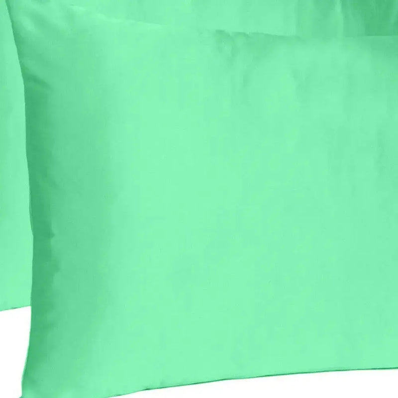 Green Dreamy Set Of 2 Silky Satin Standard Pillowcases Homeroots Bed & Bath