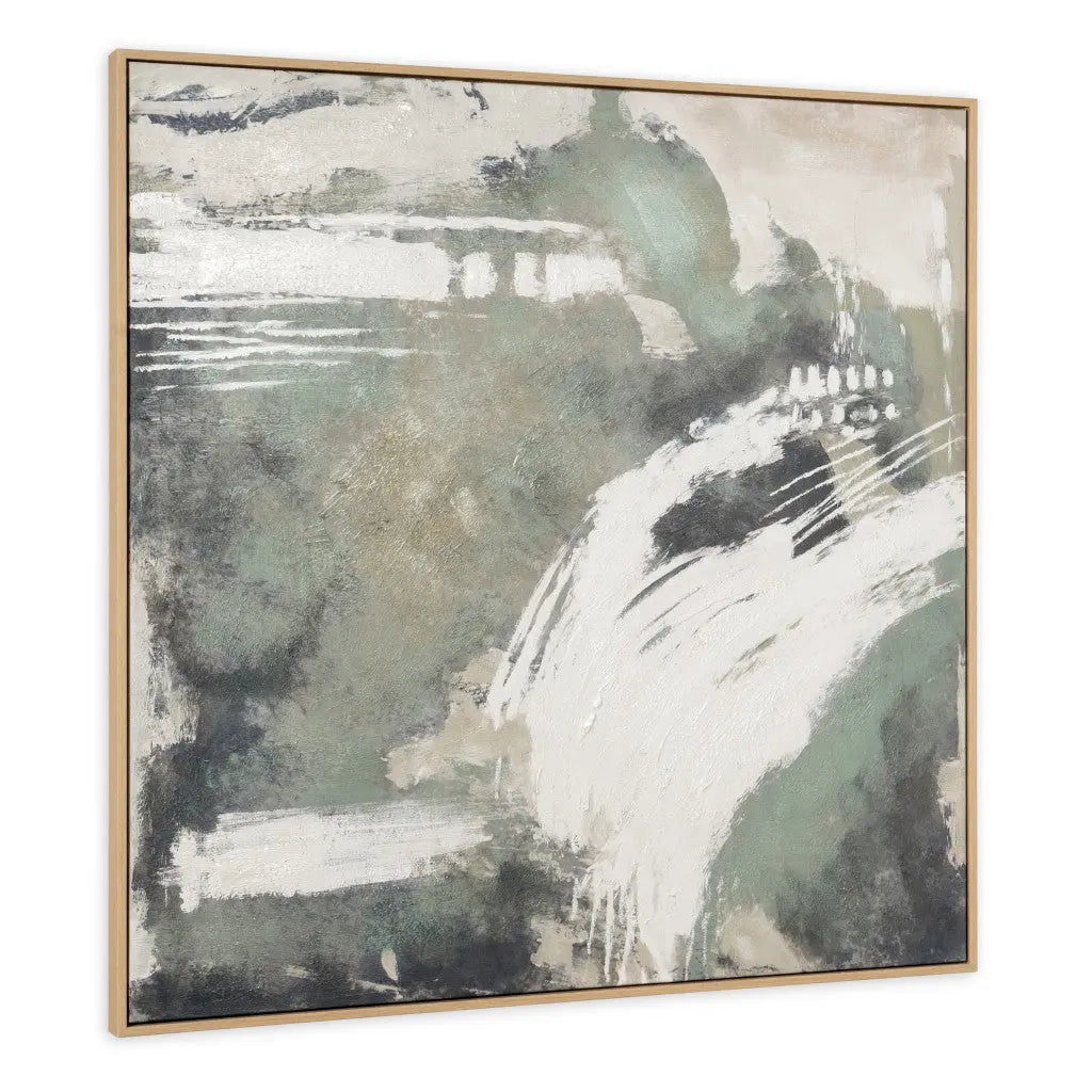 Green Expanse Hand Painted Light Brown Floater Frame Wall Art Homeroots Home Decor