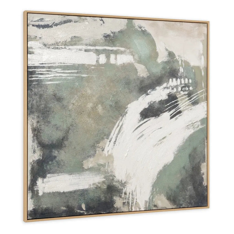 Green Expanse Hand Painted Light Brown Floater Frame Wall Art Homeroots Home Decor