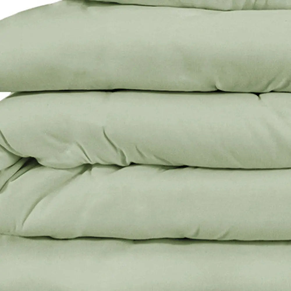 Green King Cotton Blend Washable Duvet Cover Set With Two Shams Homeroots Bed & Bath