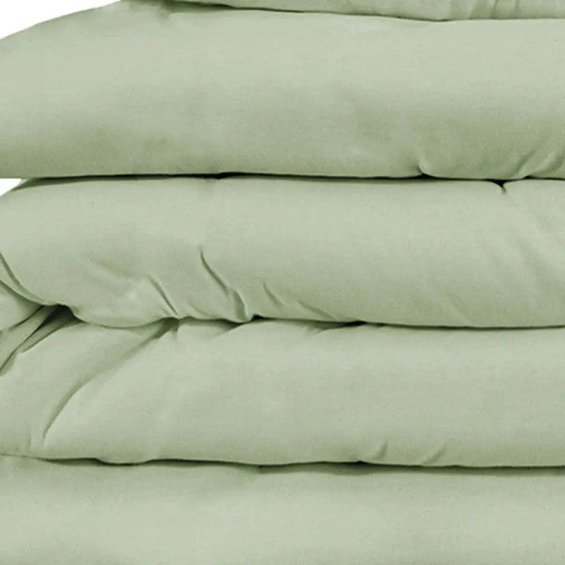 Green King Cotton Blend Washable Duvet Cover Set With Two Shams Homeroots Bed & Bath
