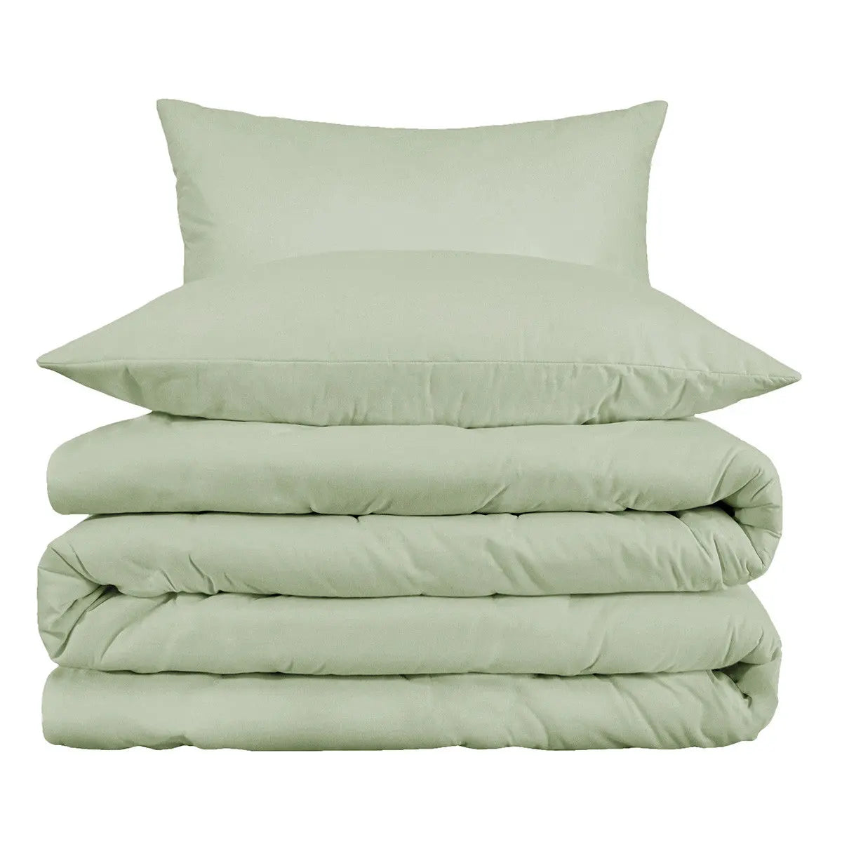 Green King Cotton Blend Washable Duvet Cover Set With Two Shams Homeroots Bed & Bath