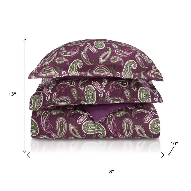 Green Pink And Purple King Cotton Washable Duvet Cover Set With Two Shams Homeroots Bed & Bath