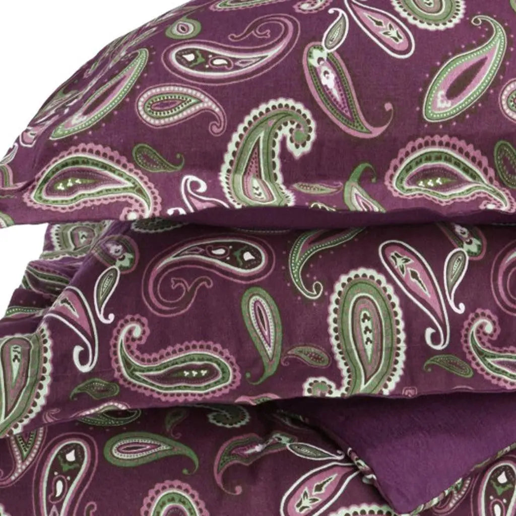 Green Pink And Purple King Cotton Washable Duvet Cover Set With Two Shams Homeroots Bed & Bath