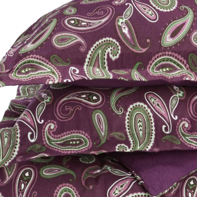 Green Pink And Purple King Cotton Washable Duvet Cover Set With Two Shams Homeroots Bed & Bath