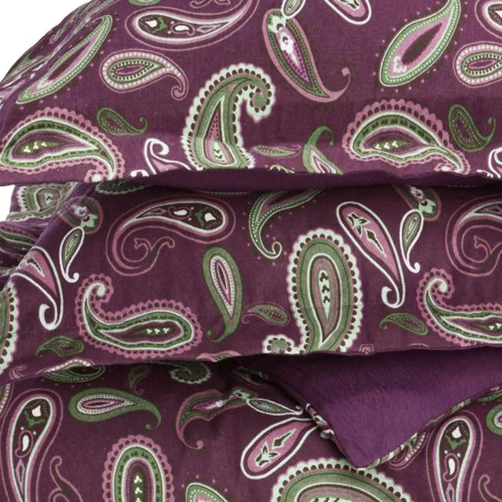 Green Pink And Purple King Cotton Washable Duvet Cover Set With Two Shams Homeroots Bed & Bath