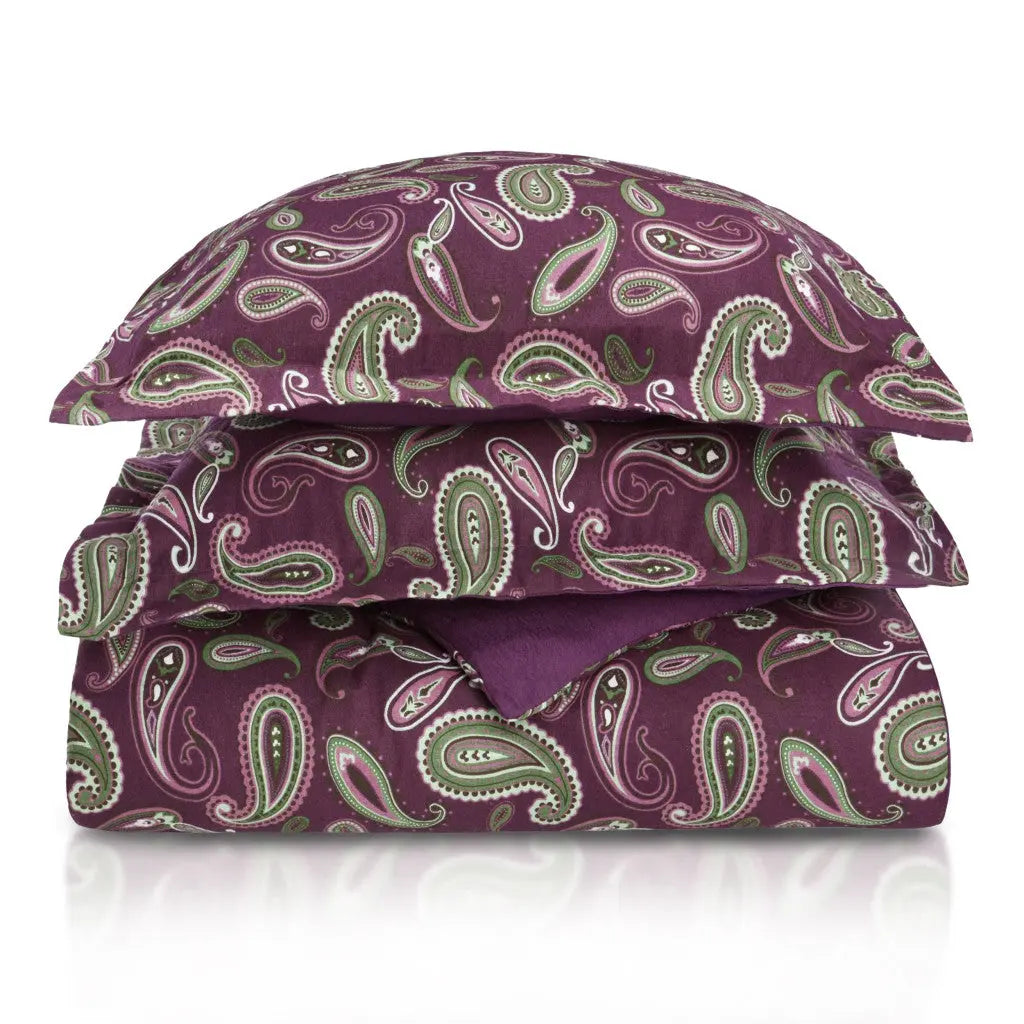 Green Pink And Purple King Cotton Washable Duvet Cover Set With Two Shams Homeroots Bed & Bath