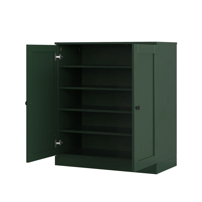 Green Twenty Pair Solid WoodShoe Storage Cabinet Homeroots Organization