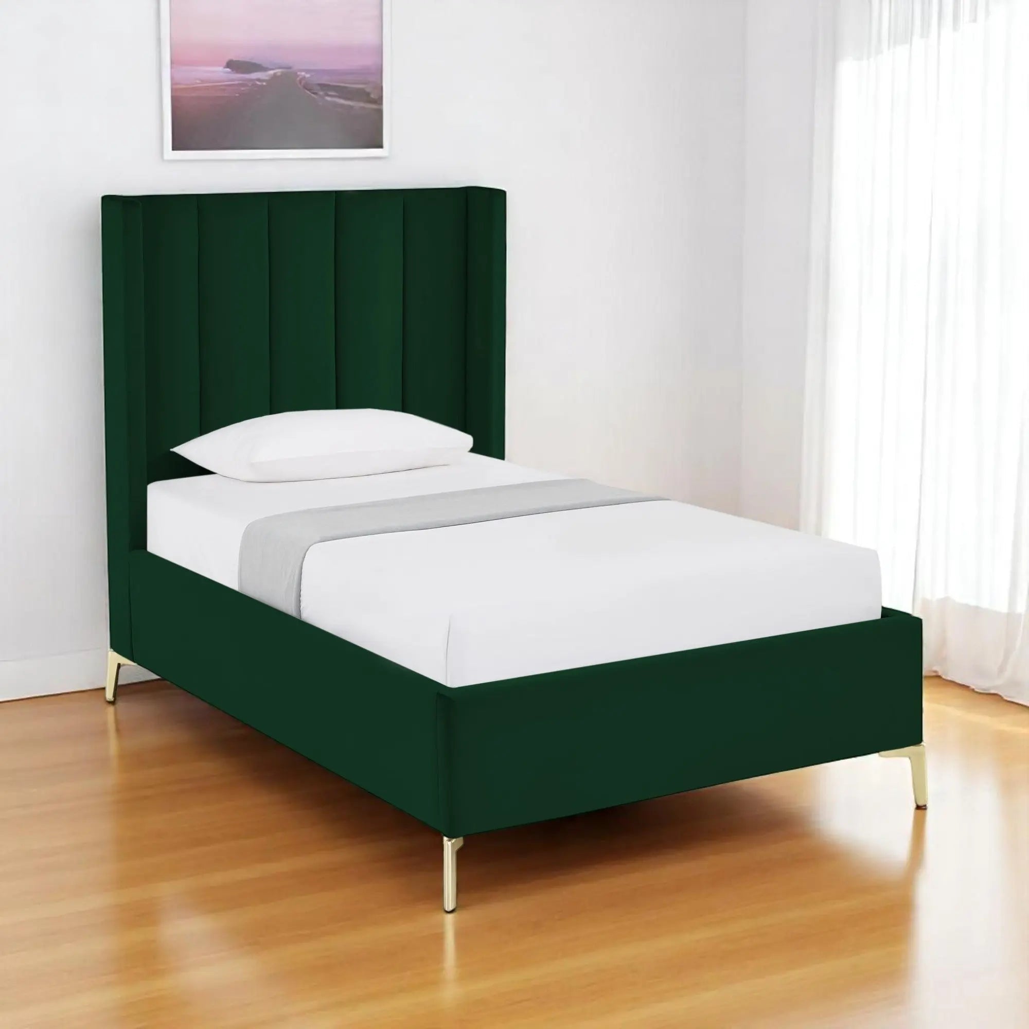 Green Velvet Upholstered Full Bed Frame Homeroots Bed & Bath