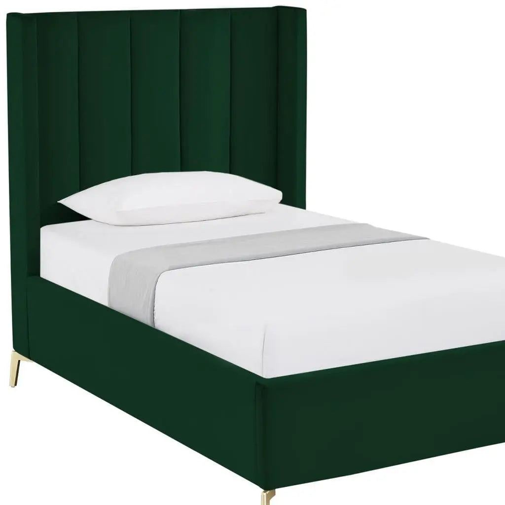 Green Velvet Upholstered Full Bed Frame Homeroots Bed & Bath