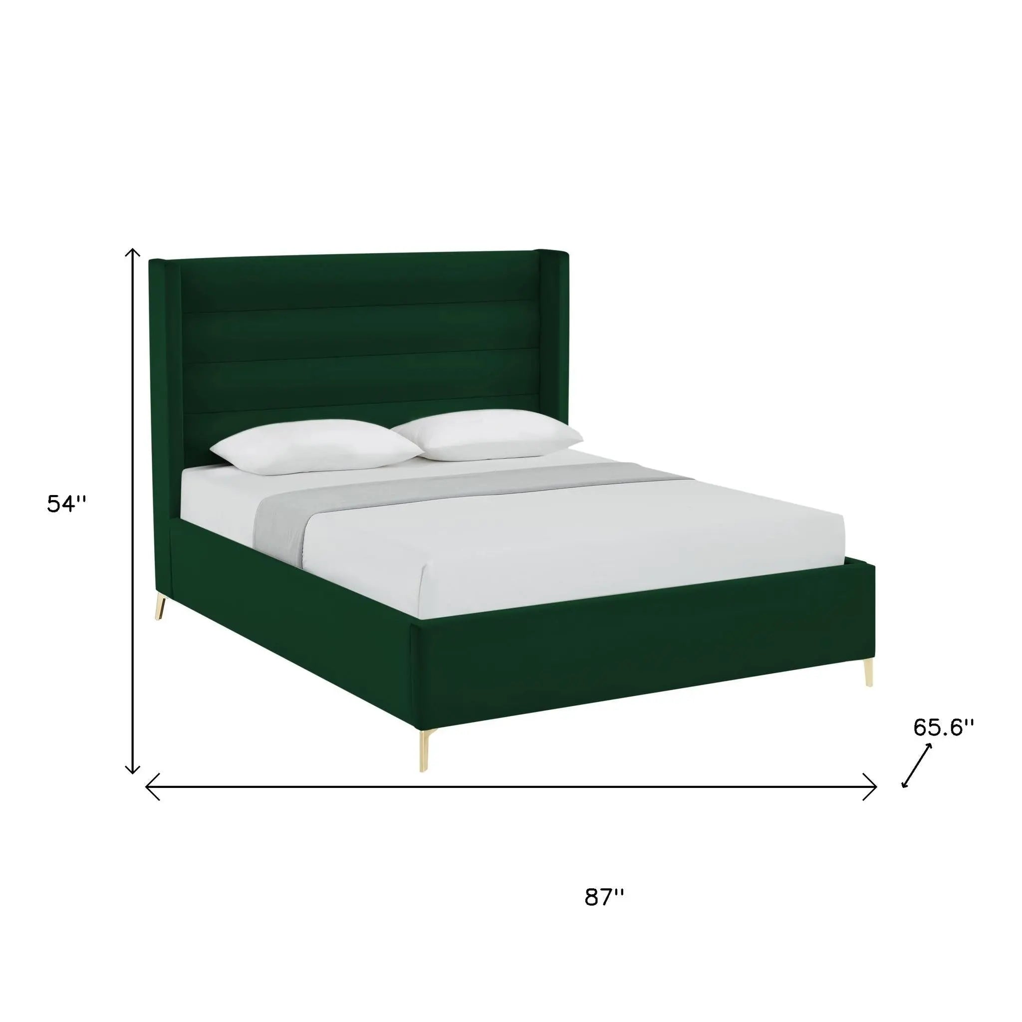 Green Velvet Upholstered Queen Bed Frame Homeroots Bed & Bath