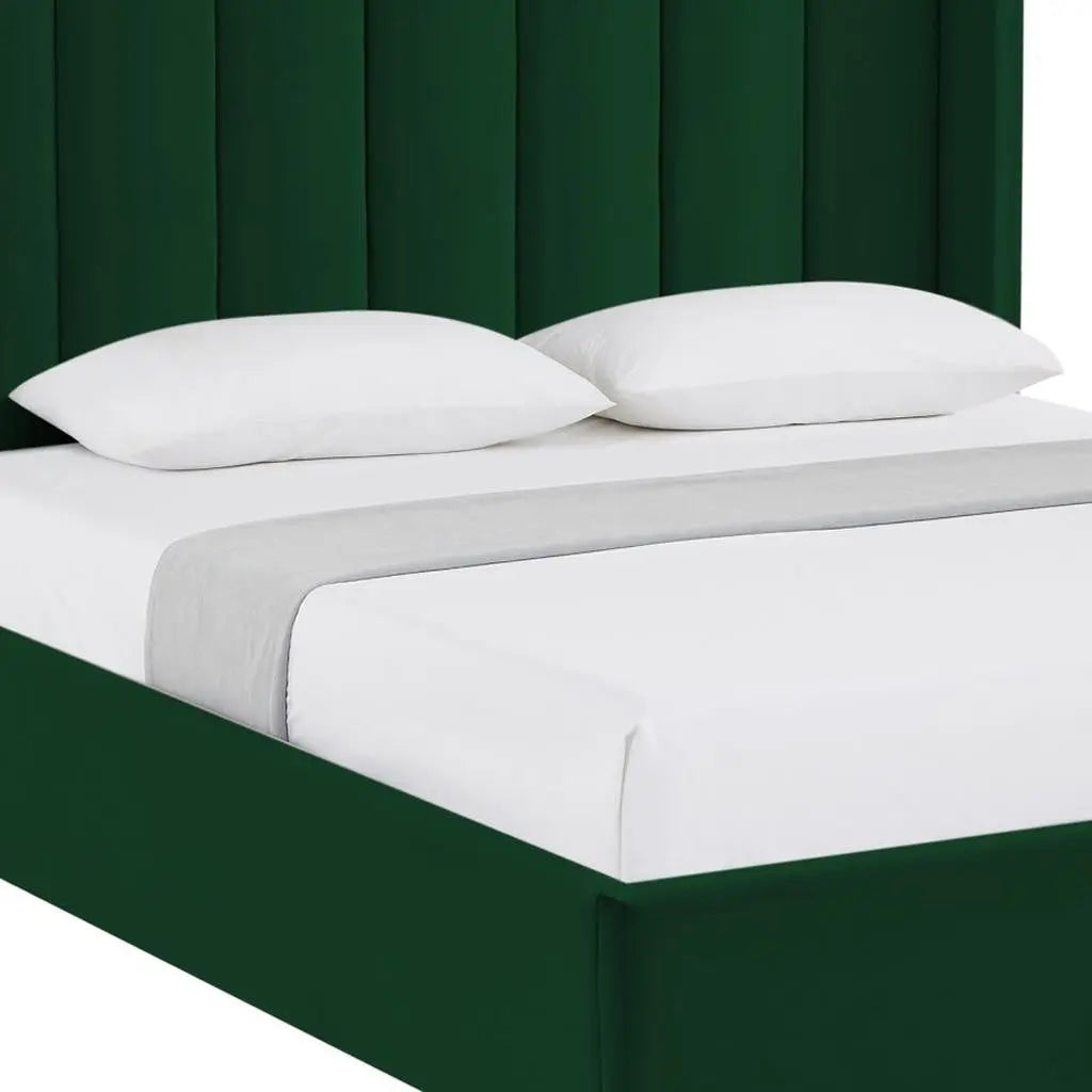 Green Velvet Upholstered Queen Bed Frame Homeroots Bed & Bath