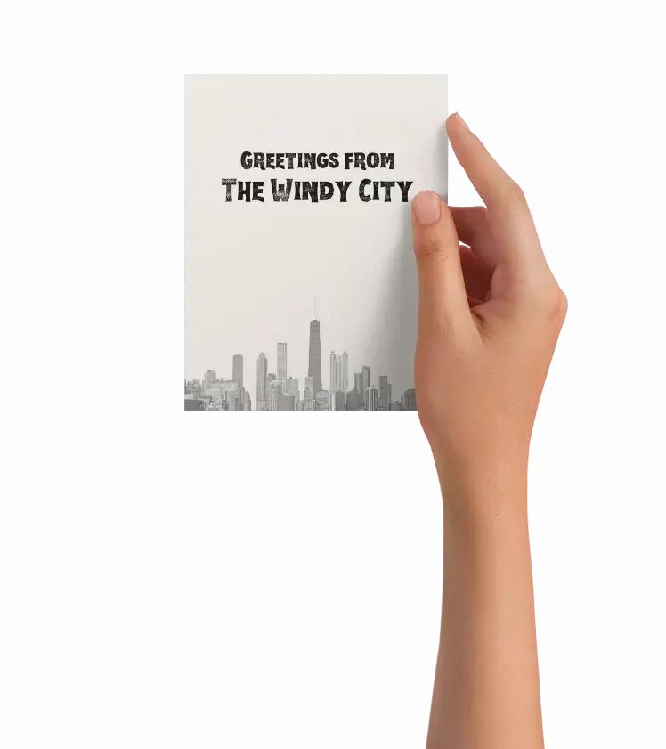 Greetings from the Windy City - Greeting Card Black Cat Bazaar