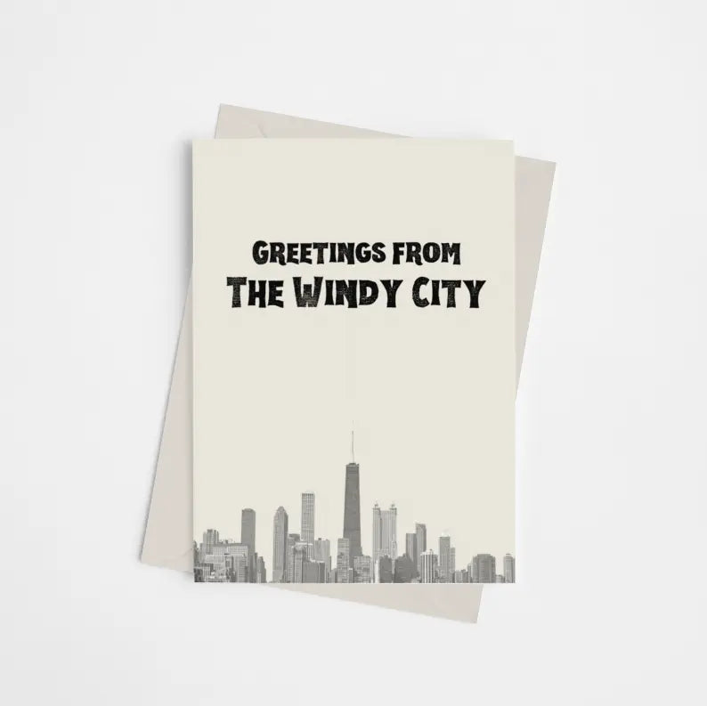 Greetings from the Windy City - Greeting Card Black Cat Bazaar