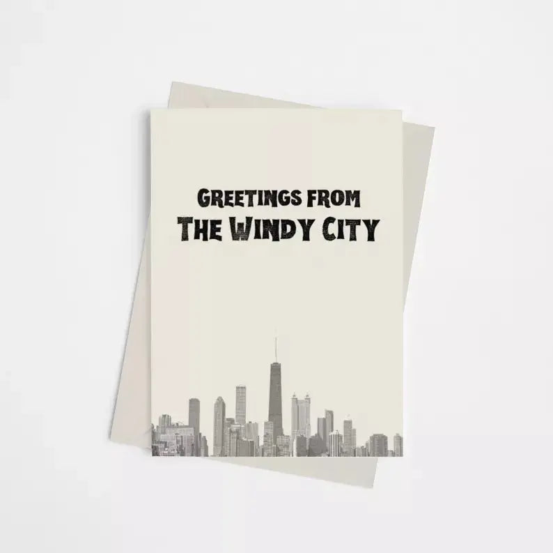 Greetings from the Windy City - Greeting Card Black Cat Bazaar