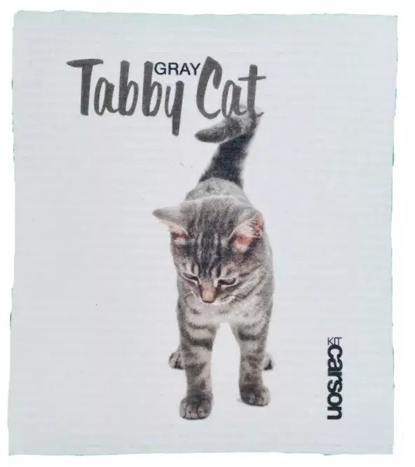 Grey Tabby Walking Swedish Dishcloths Kit Carson