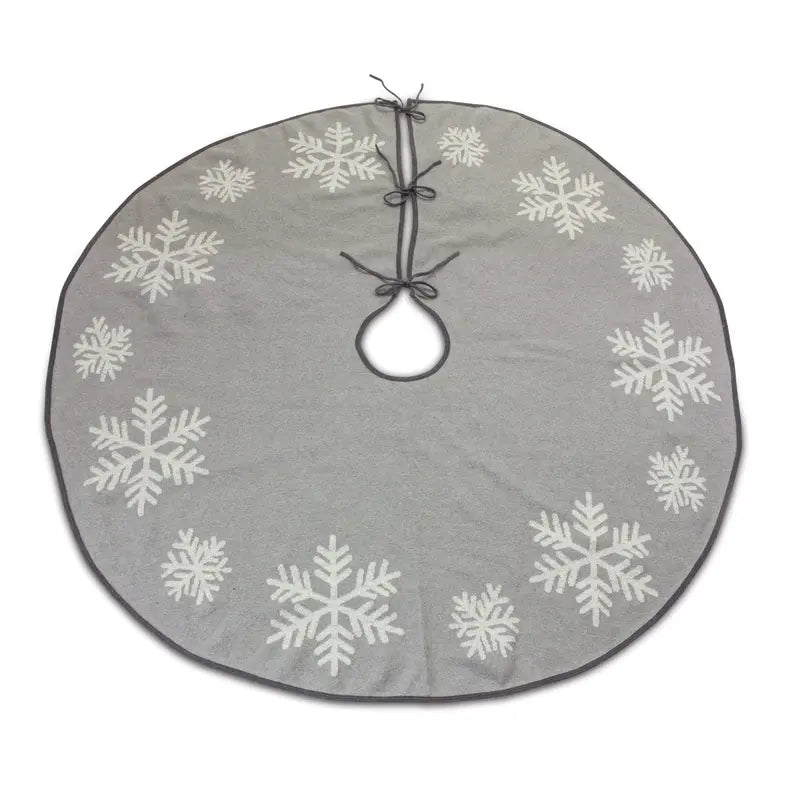 Grey Woven Snowflake Tree Skirt Melrose International
