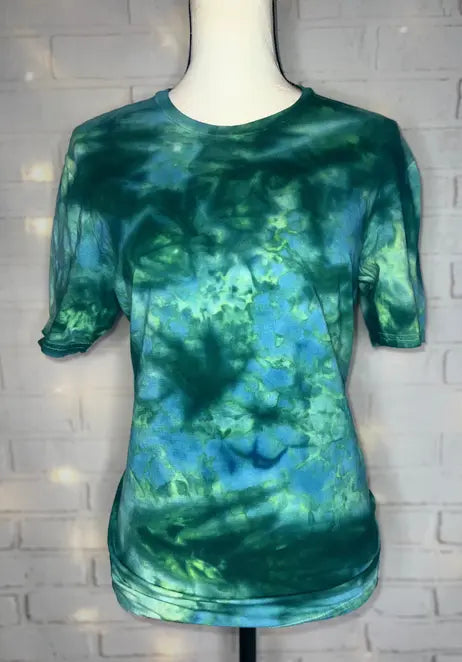 Groovy Green-Blue Ice Dye Tie Dye Blank Tee The Blended Owl