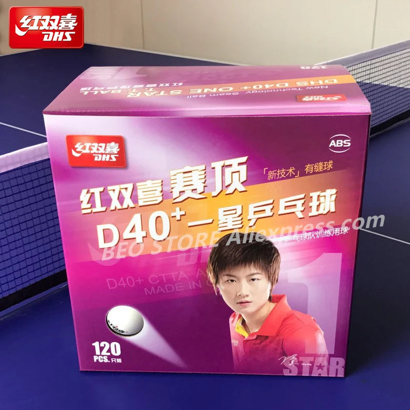 DHS Table Tennis Ball 120 Balls 1 Star D40+ Balls For Table Tennis Training ABS Seamed Poly Plastic Ping Pong Balls